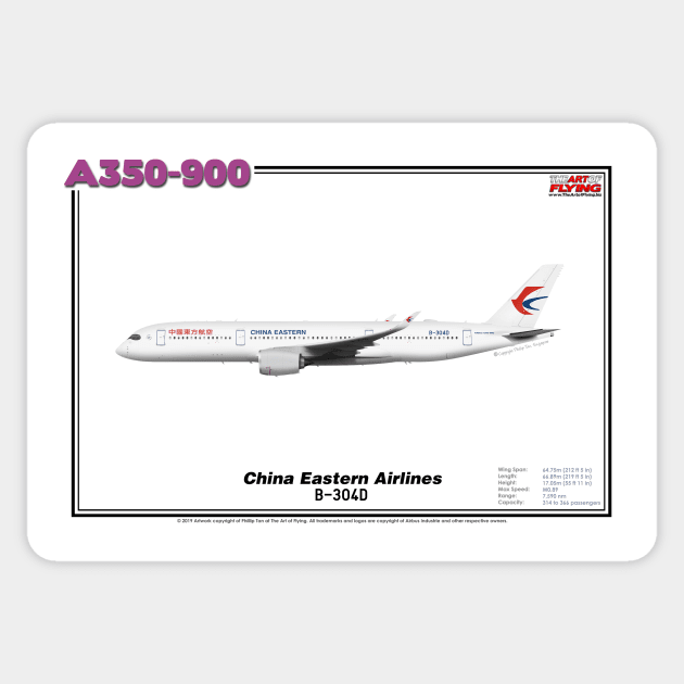 Airbus A350-900 - China Eastern Airlines (Art Print) Sticker by TheArtofFlying